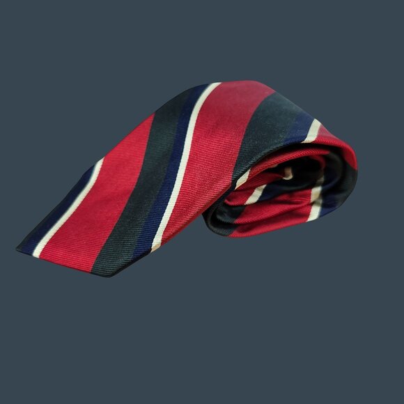 Stonehaven Mens Red & Navy Striped Necktie - Picture 1 of 5